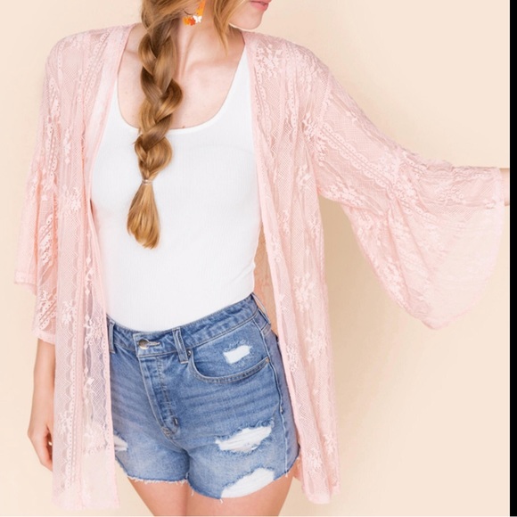 Tops - Super Cute Pink Lace Kimono, Adorable for Spring and Summer ONE SIZE! 🤩